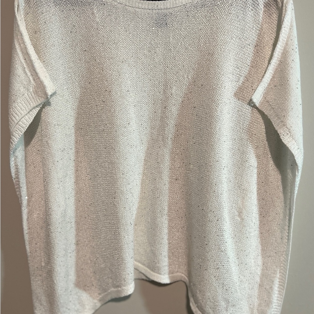 White House Black Market White Shrug with sequined detail